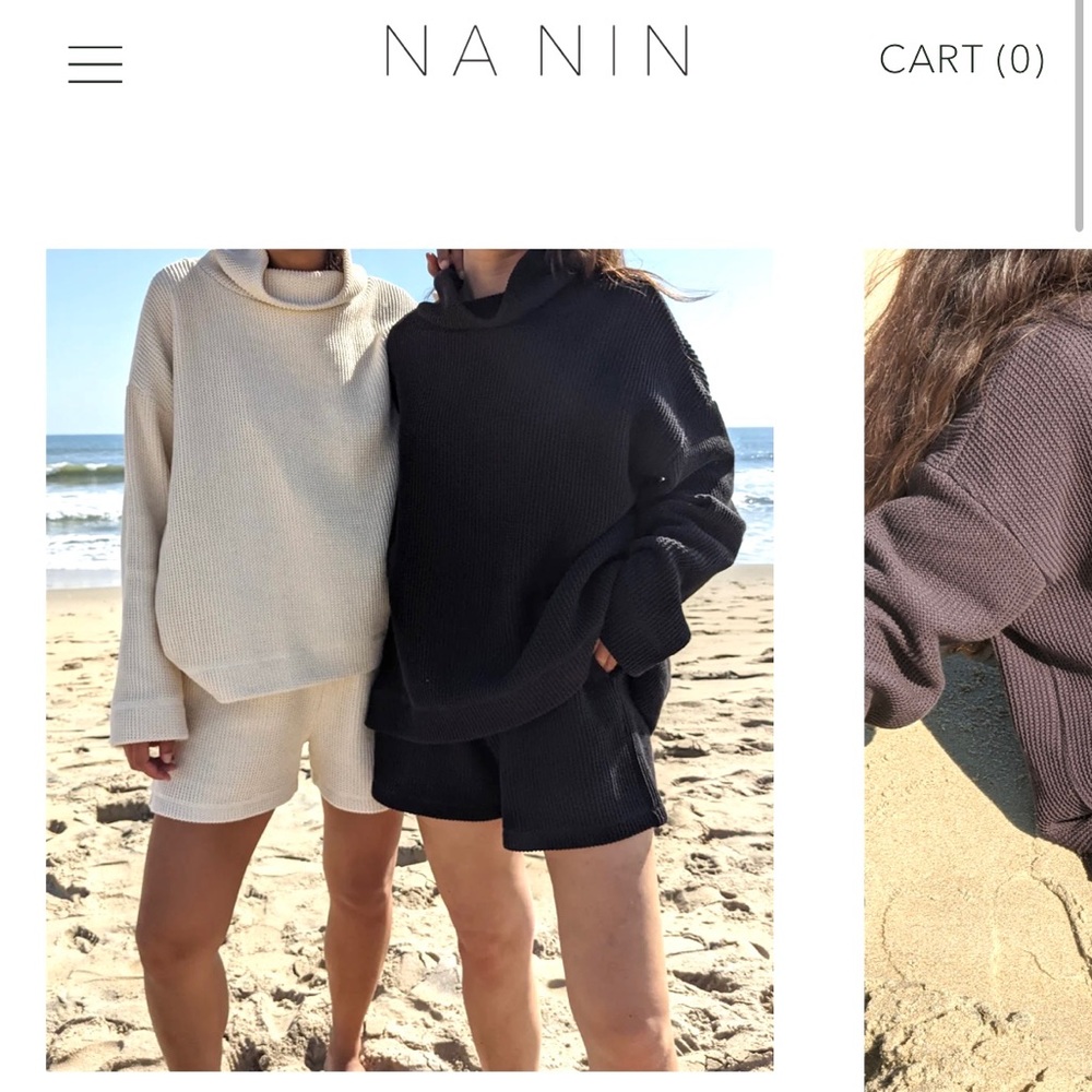 Na Nin Chloe Knit Ribbed Shorts Faded Black Sz Medium NWT
